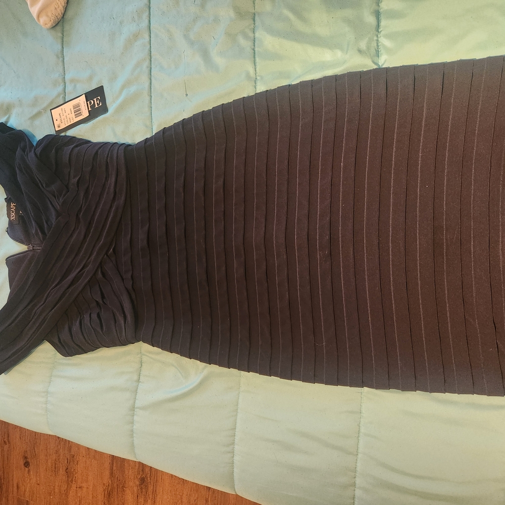 Xscape Black Ribbed Bodycon Dress New With Tags.